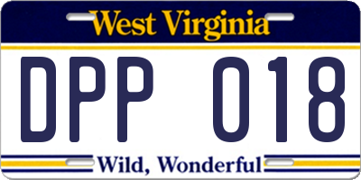 WV license plate DPP018