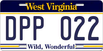 WV license plate DPP022
