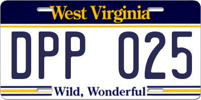 WV license plate DPP025