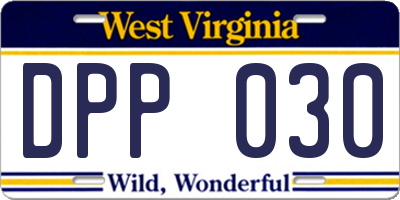 WV license plate DPP030