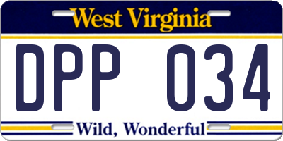 WV license plate DPP034