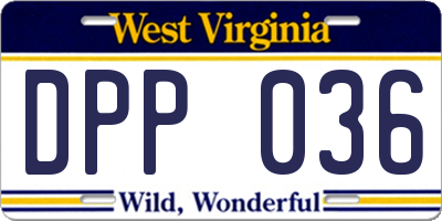 WV license plate DPP036