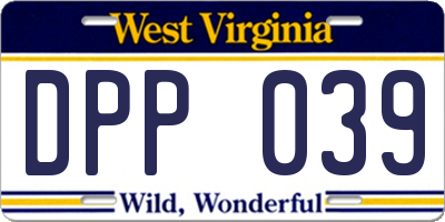 WV license plate DPP039