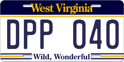WV license plate DPP040