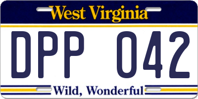 WV license plate DPP042