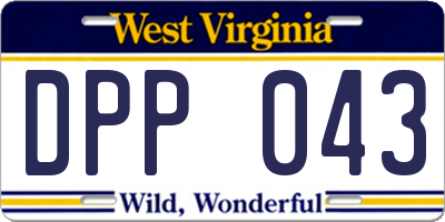 WV license plate DPP043
