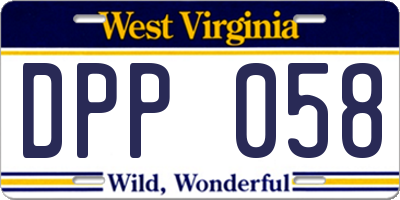 WV license plate DPP058