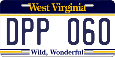 WV license plate DPP060