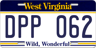 WV license plate DPP062