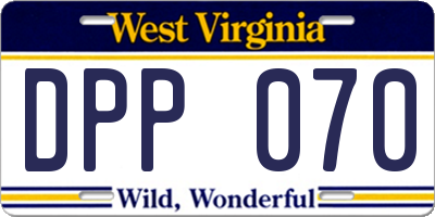 WV license plate DPP070