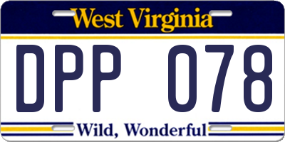 WV license plate DPP078