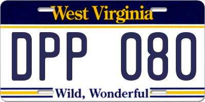 WV license plate DPP080