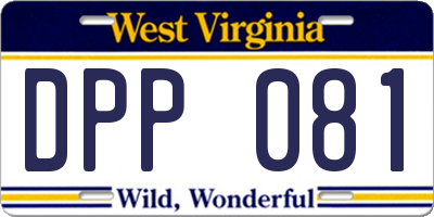 WV license plate DPP081