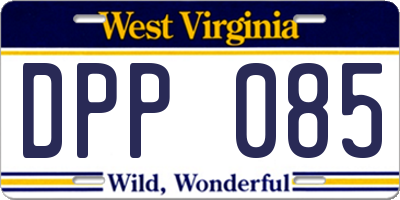 WV license plate DPP085