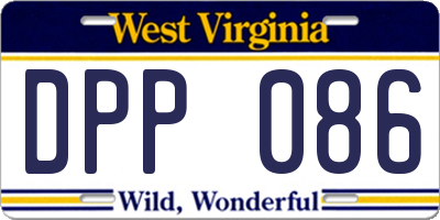 WV license plate DPP086