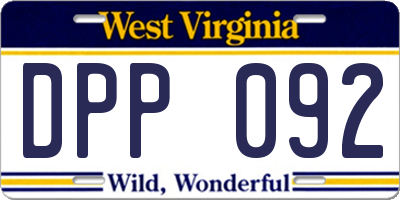 WV license plate DPP092