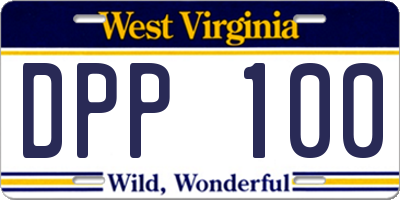 WV license plate DPP100