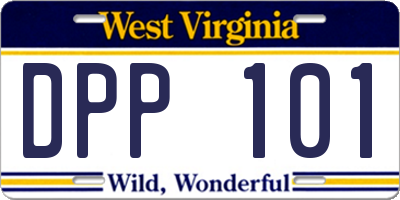 WV license plate DPP101