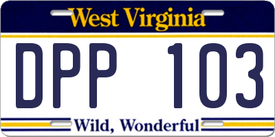 WV license plate DPP103