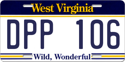WV license plate DPP106