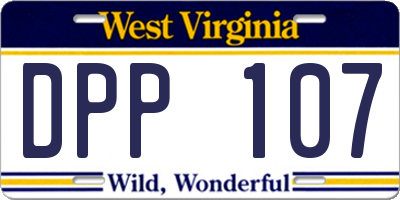 WV license plate DPP107