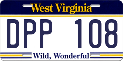 WV license plate DPP108
