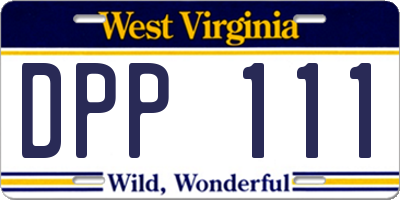WV license plate DPP111