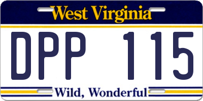 WV license plate DPP115