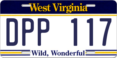 WV license plate DPP117