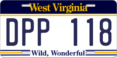 WV license plate DPP118