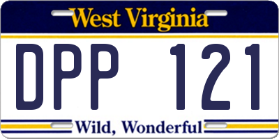 WV license plate DPP121