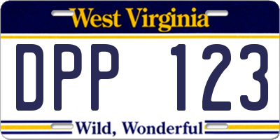 WV license plate DPP123
