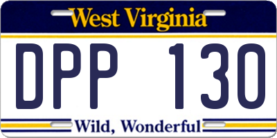 WV license plate DPP130