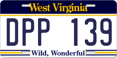 WV license plate DPP139