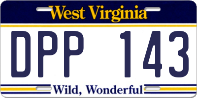 WV license plate DPP143