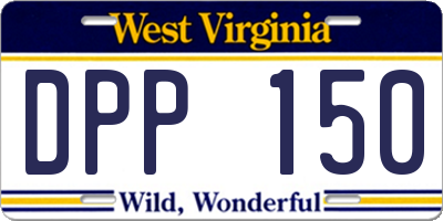 WV license plate DPP150