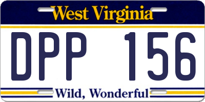 WV license plate DPP156