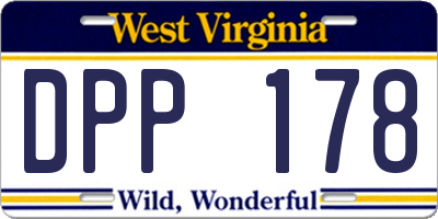 WV license plate DPP178