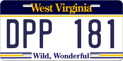 WV license plate DPP181