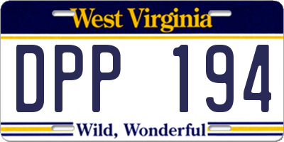 WV license plate DPP194