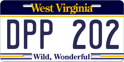 WV license plate DPP202