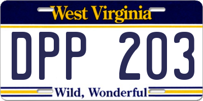WV license plate DPP203