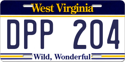 WV license plate DPP204