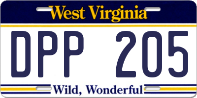 WV license plate DPP205