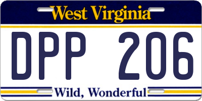 WV license plate DPP206
