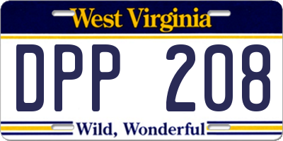 WV license plate DPP208