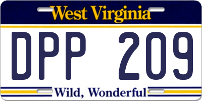 WV license plate DPP209