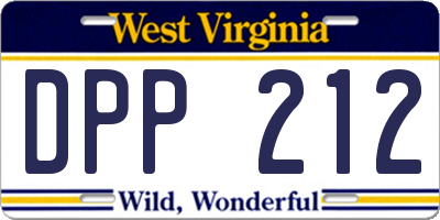 WV license plate DPP212