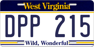 WV license plate DPP215