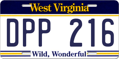 WV license plate DPP216